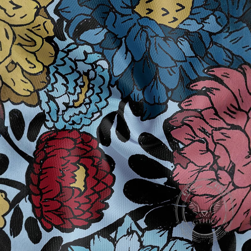 Fashionable Summer Floral Print Short Sleeve Polo Shirt | Gthic.com