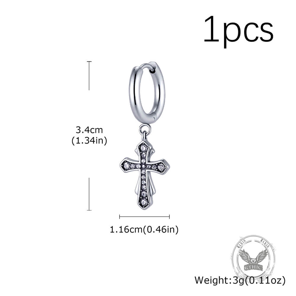 Fashionable Zircon Cross Stainless Steel Earrings