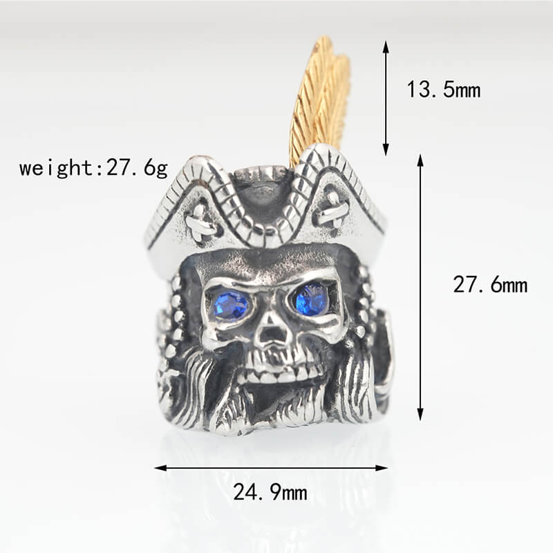 Feather Hat Pirate Stainless Steel Ring