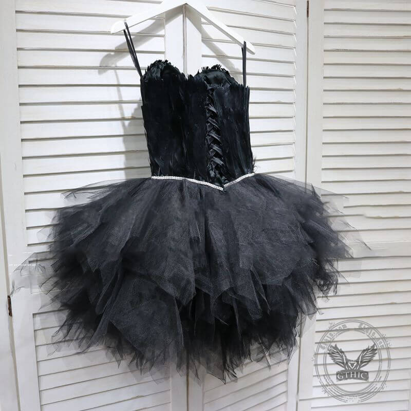 Feather Mesh Tutu Tube Mini Dress