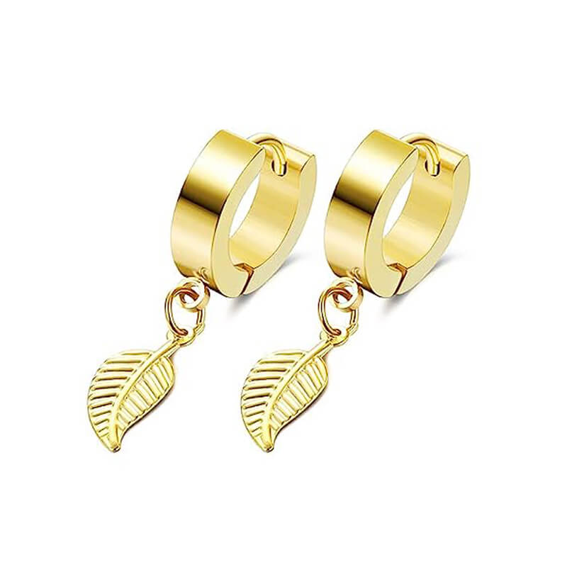 Feather Stainless Steel Hoop Earrings