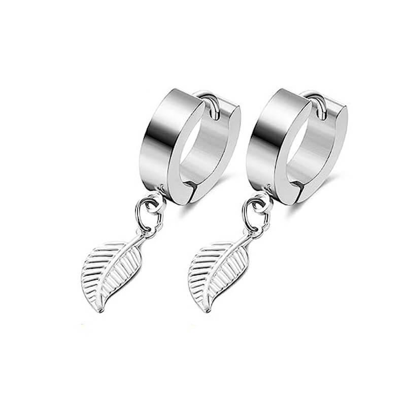 Feather Stainless Steel Hoop Earrings