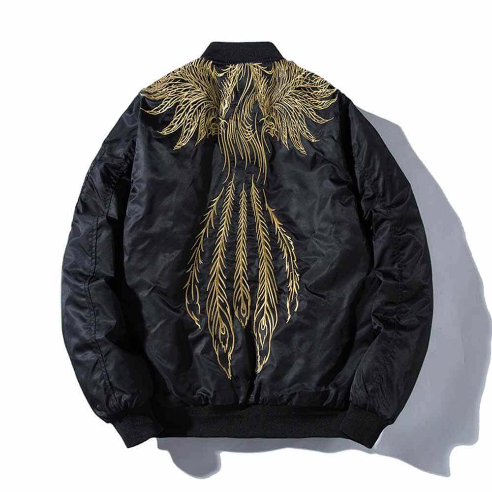Feather Tail Embroidery Thickened Baseball Uniform Flight Jacket | Gthic.com