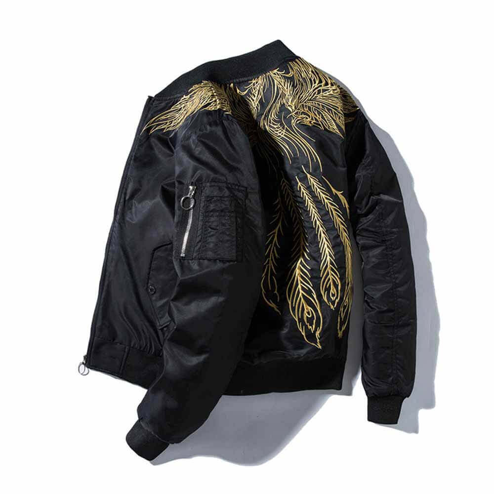 Feather Tail Embroidery Thickened Baseball Uniform Flight Jacket | Gthic.com