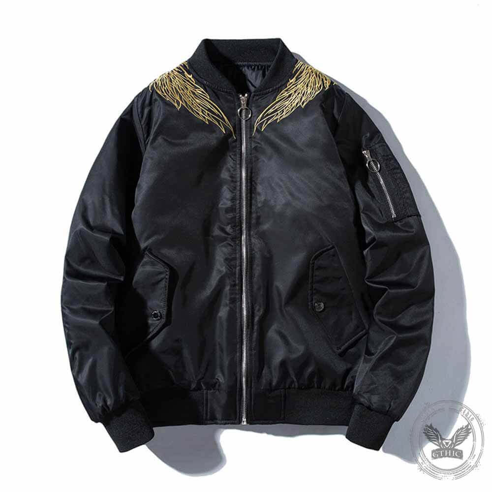 Feather Tail Embroidery Thickened Baseball Uniform Flight Jacket | Gthic.com