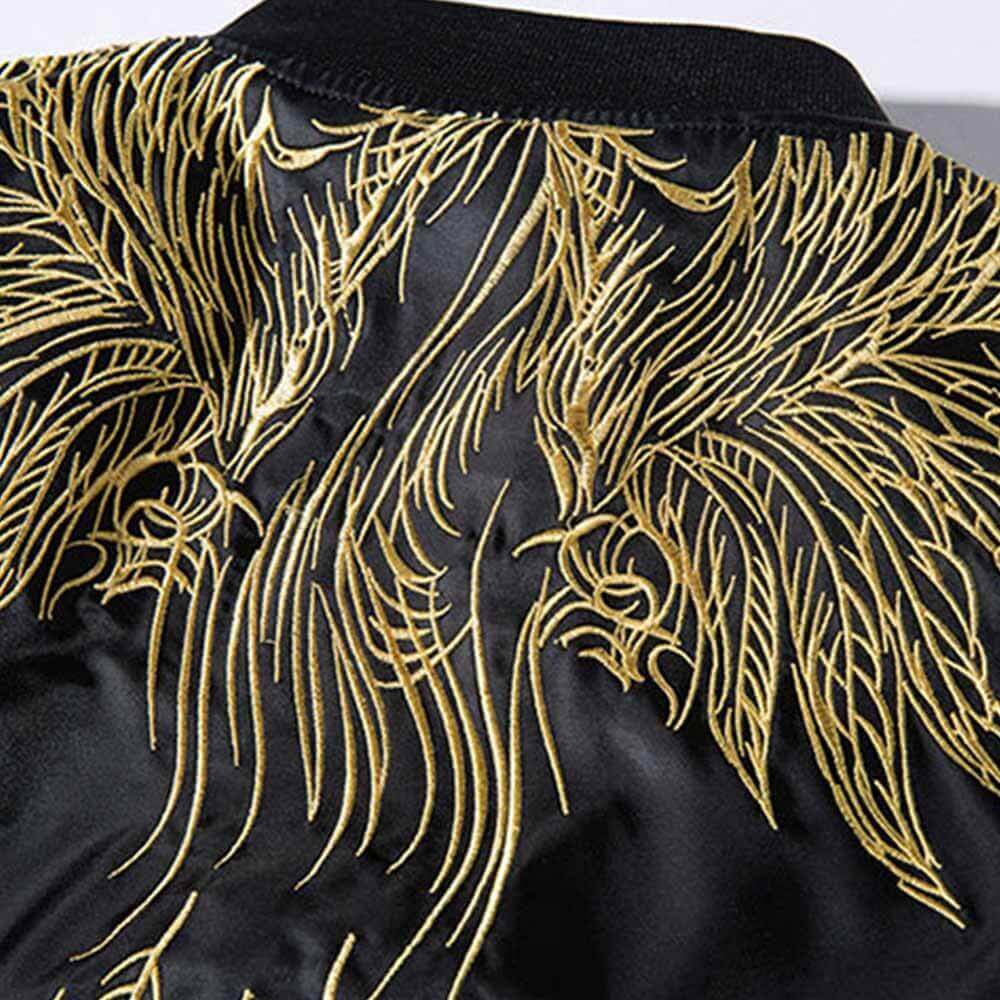 Feather Tail Embroidery Thickened Baseball Uniform Flight Jacket | Gthic.com