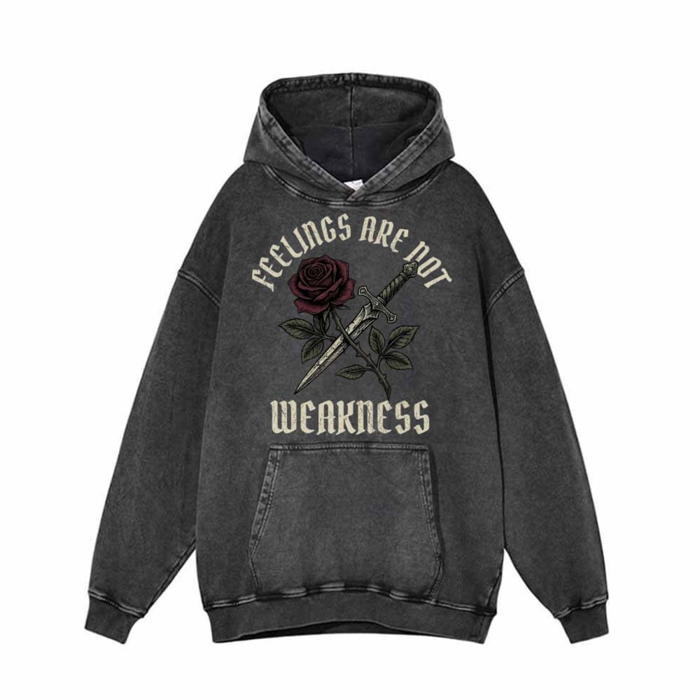 Feelings Are Not Weakness Rose Vintage Washed Hoodie | Gthic.com