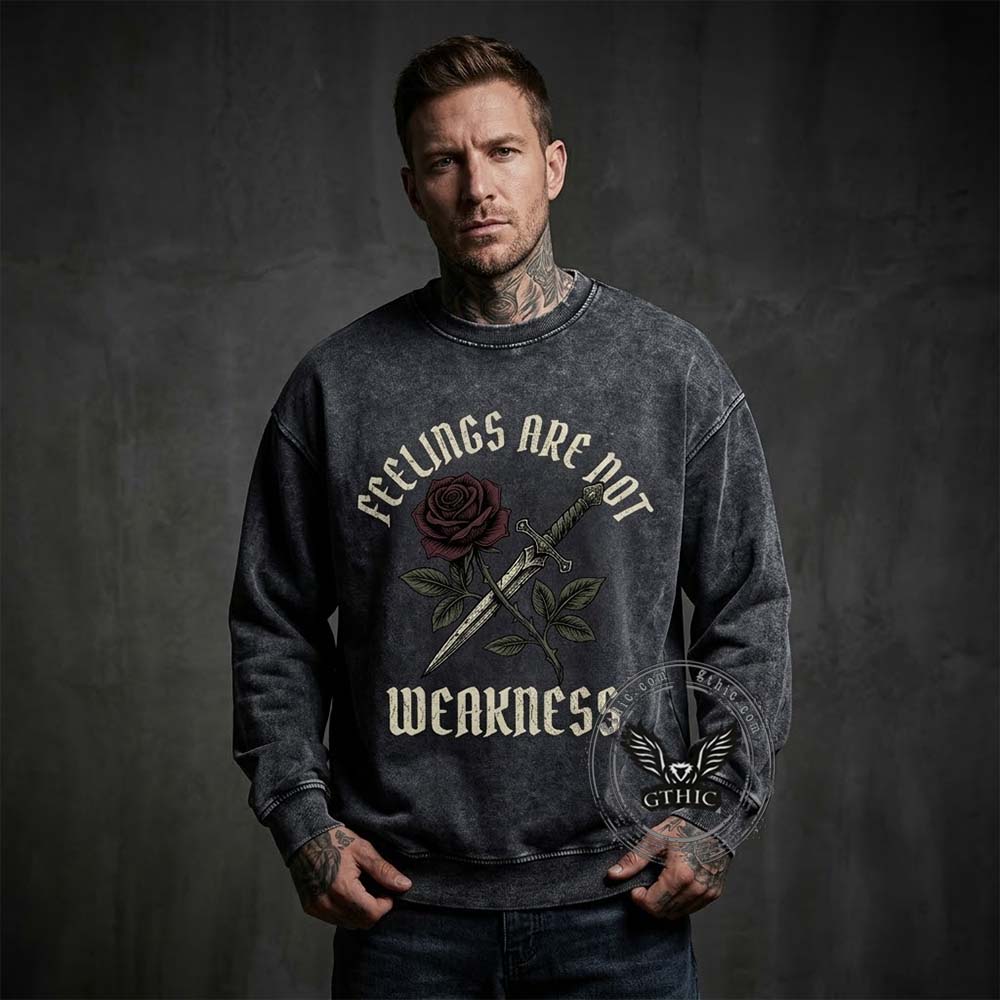 Feelings Are Not Weakness Rose Vintage Washed Sweatshirt | Gthic.com