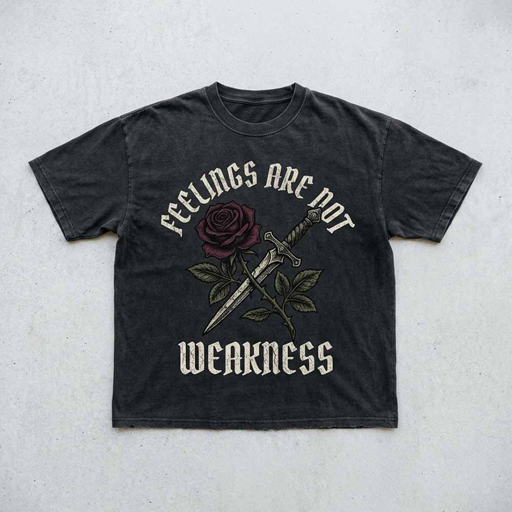 Feelings Are Not Weakness Rose Vintage Washed T-shirt | Gthic.com