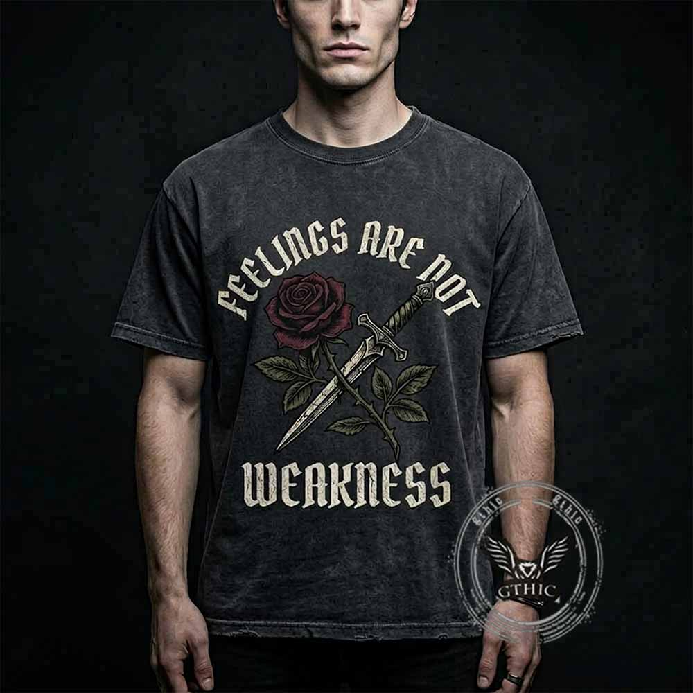 Feelings Are Not Weakness Rose Vintage Washed T-shirt | Gthic.com