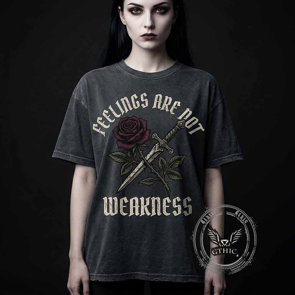 Feelings Are Not Weakness Rose Vintage Washed T-shirt | Gthic.com