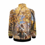 Felt Pony Autumn Forest Stand Collar Zip-Up Jacket