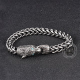 Fenrir Wolf Head Gem Eye Stainless Steel Bracelet
