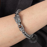 Fenrir Wolf Head Gem Eye Stainless Steel Bracelet