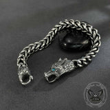 Fenrir Wolf Head Gem Eye Stainless Steel Bracelet