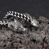 Fenrir Wolf Head Gem Eye Stainless Steel Bracelet