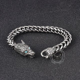 Fenrir Wolf Head Gem Eye Stainless Steel Bracelet
