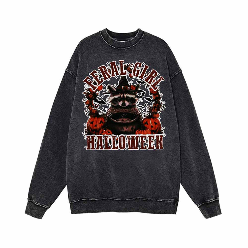 Bow Knot Skull Vintage Washed Hoodie Sweatshirt