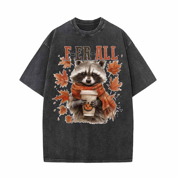 Ferall Raccoon Maple Leaf Vintage Washed T-shirt 01 | Gthic.com