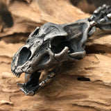 Ferocious Tiger Head Skull Sterling Silver Pendant