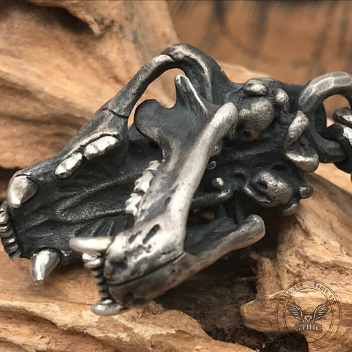 Ferocious Tiger Head Skull Sterling Silver Pendant