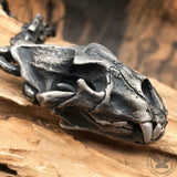 Ferocious Tiger Head Skull Sterling Silver Pendant