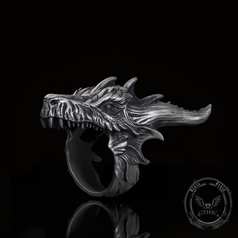 Fierce Dinosaur Head Sterling Silver Jewelry Set | Gthic.com
