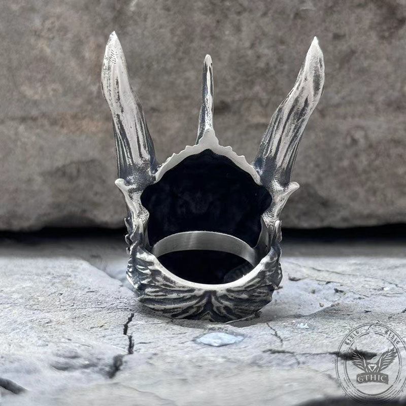 Fierce Dinosaur Head Sterling Silver Ring | Gthic.com