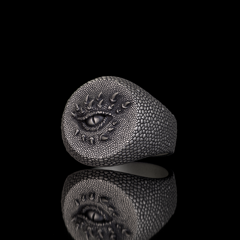 Fierce Dragon Eye Sterling Silver Ring