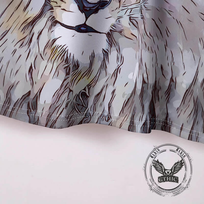 Fierce Lion Head Print Short Sleeve Polo Shirt | Gthic.com