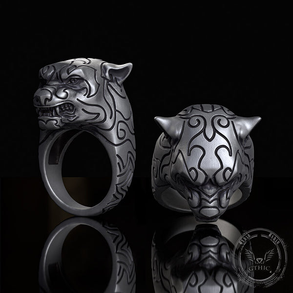 Fierce Panther Sterling Silver Animal Ring | Gthic.com