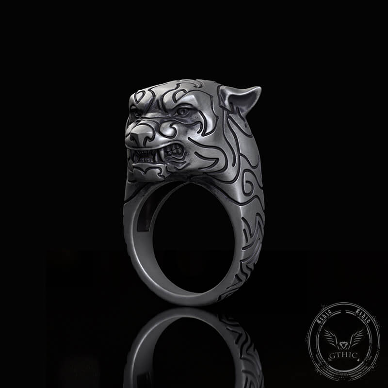 Fierce Panther Sterling Silver Animal Ring | Gthic.com