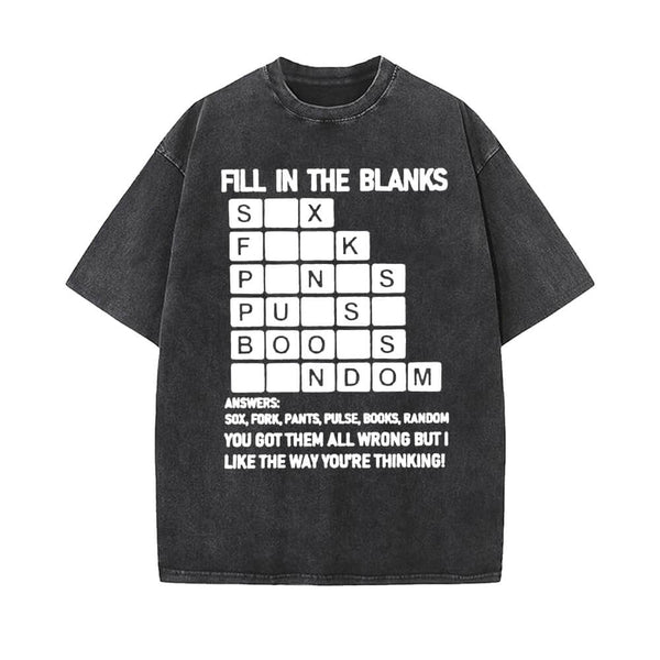 Fill In The Blanks Vintage Washed Short Sleeve T-shirt | Gthic.com