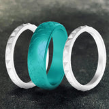 Fish Scale 3-Piece Stacking Silicone Band Ring | Gthic.com