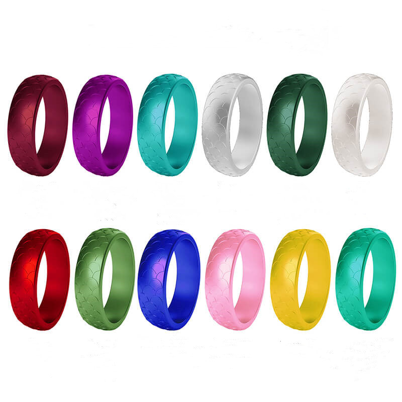 Fish Scale 3-Piece Stacking Silicone Band Ring | Gthic.com