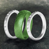Fish Scale 3-Piece Stacking Silicone Band Ring | Gthic.com