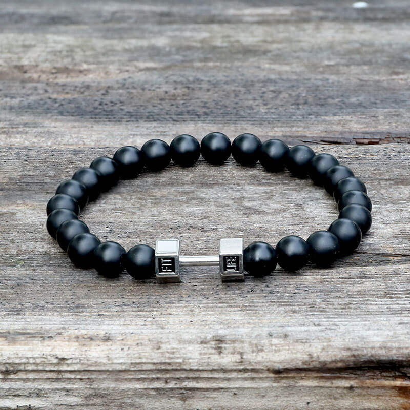 Fitness Barbell Stainless Steel Bead Bracelet | Gthic.com