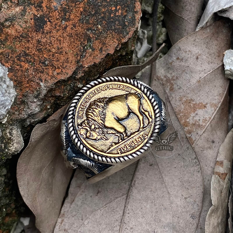 Five Cents Sterling Silver Buffalo Nickel Coin Ring