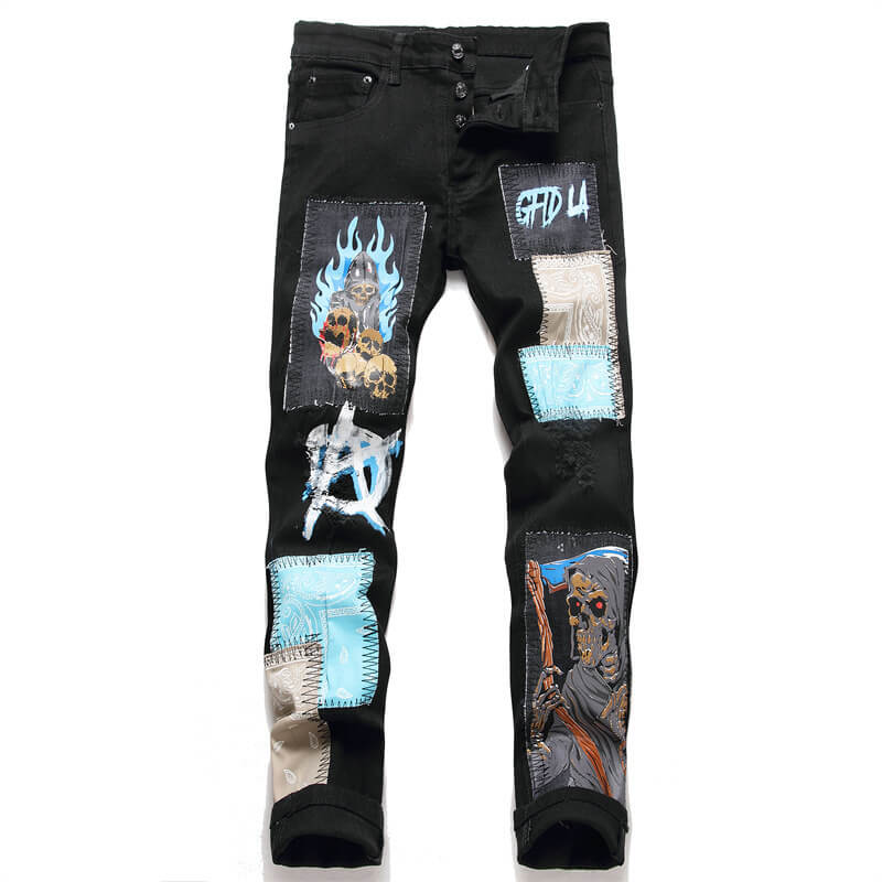 Flame Grim Reaper Cotton Halloween Pants | Gthic.com