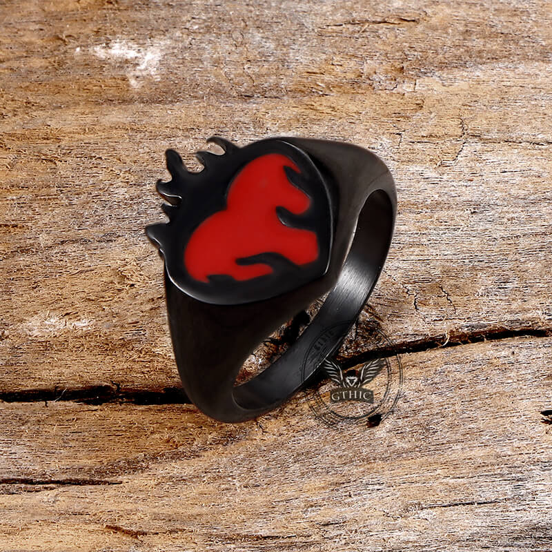 Flame Heart Shape Stainless Steel Oil Drop Ring