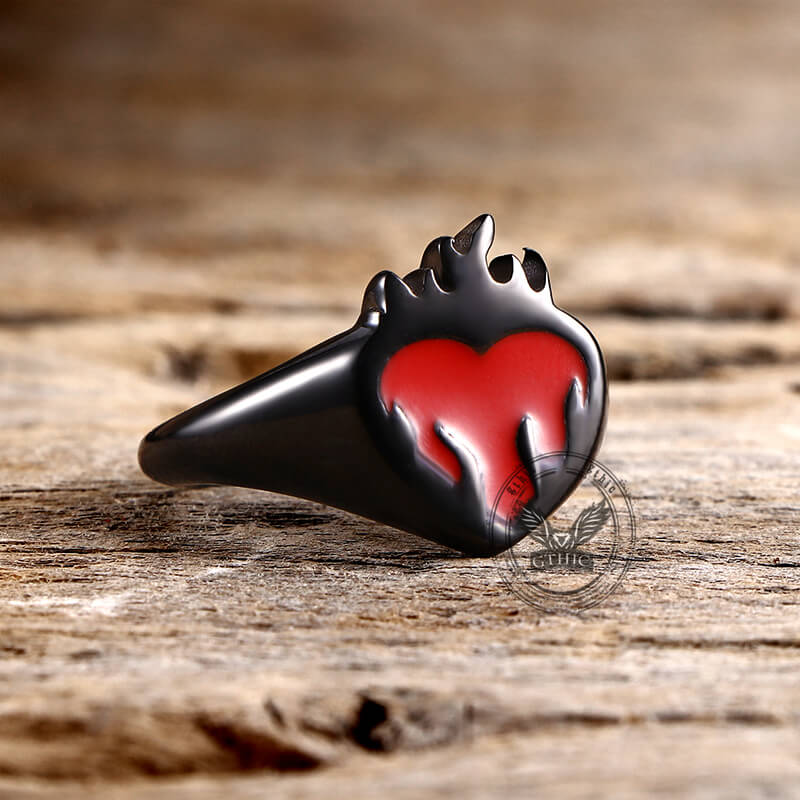 Flame Heart Shape Stainless Steel Oil Drop Ring