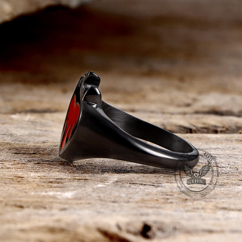 Flame Heart Shape Stainless Steel Oil Drop Ring