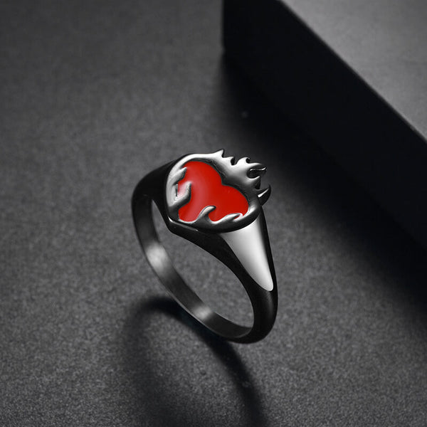Flame Heart Shape Stainless Steel Oil Drop Ring | Gthic.com