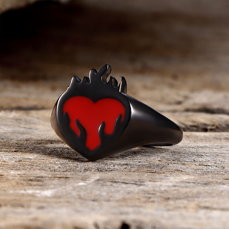 Flame Heart Shape Stainless Steel Oil Drop Ring