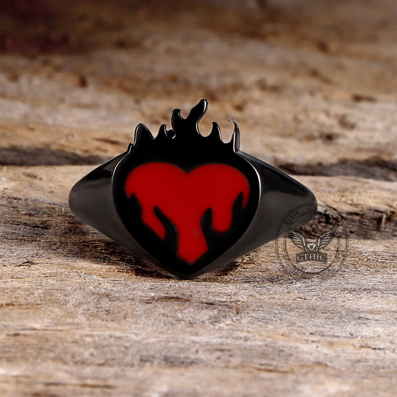 Flame Heart Shape Stainless Steel Oil Drop Ring