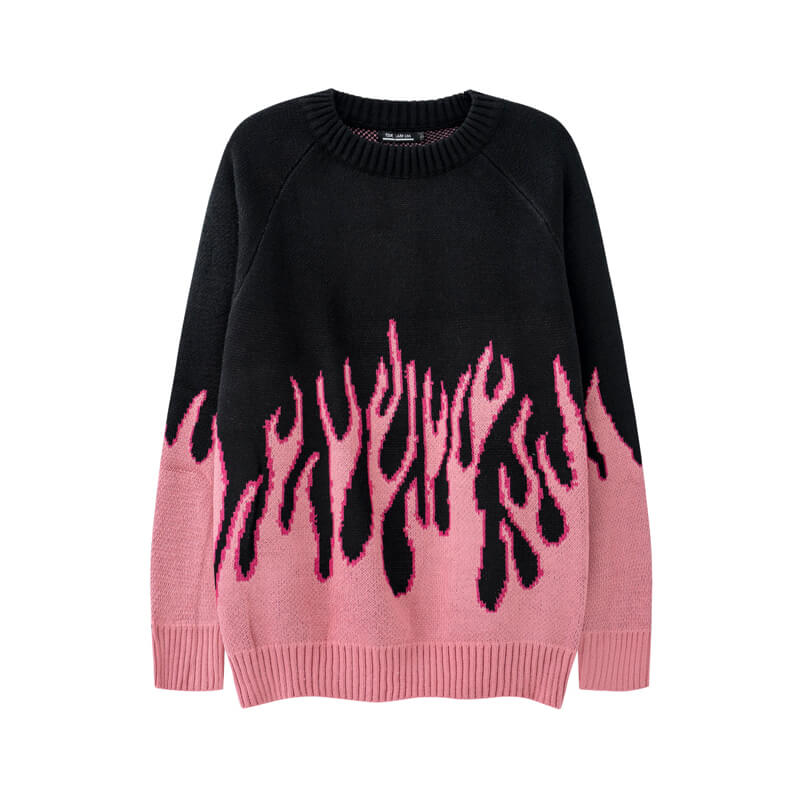 Flame Pattern Knitted Pullover Sweater | Gthic.com