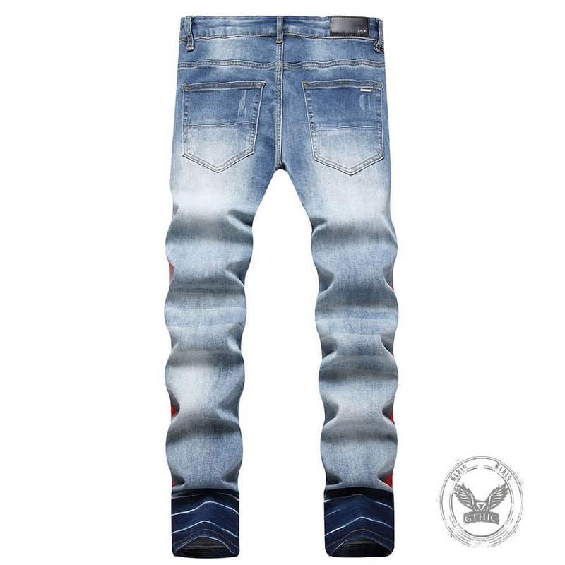 Flame Print Cotton Distressed Pants | Gthic.com