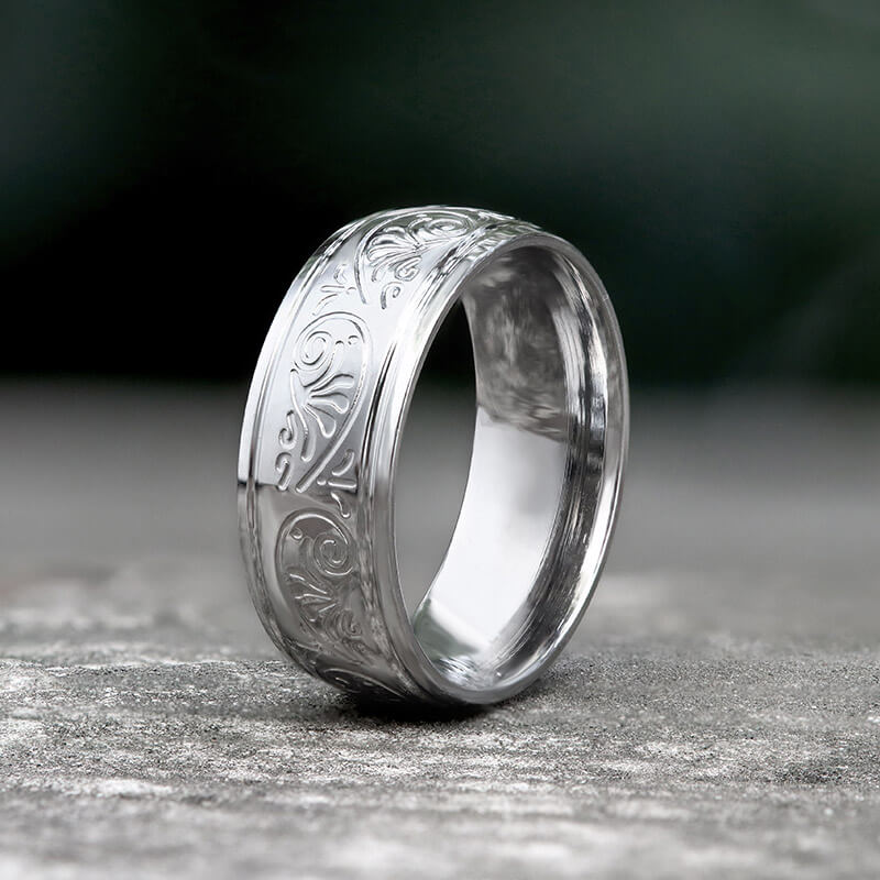 Floral Design Stainless Steel Ring | Gthic.com
