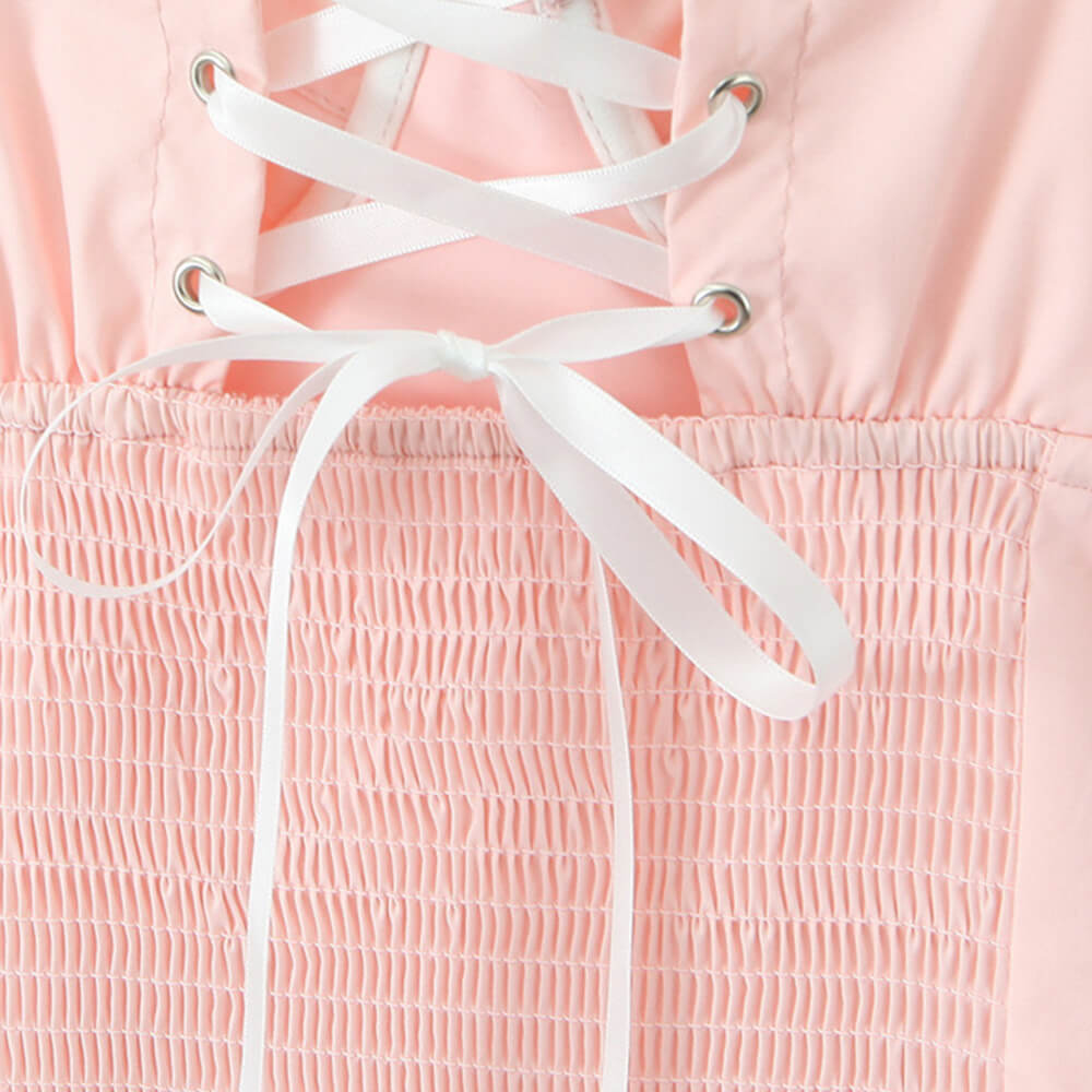 Floral Embroidery Back Tie-Back Suspender Dress