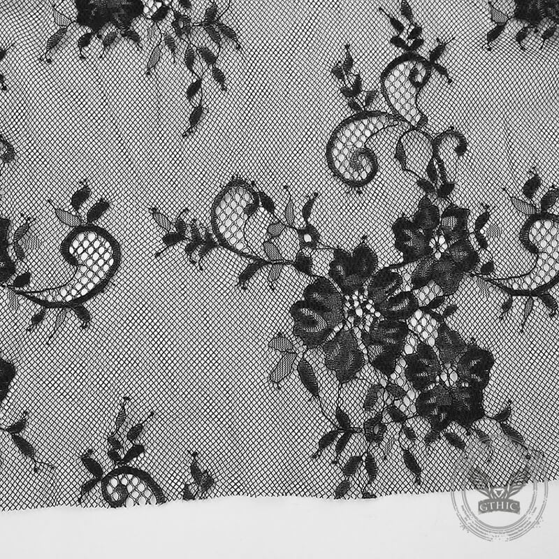 Floral pattern High Waist Flare Maxi Lace skirt